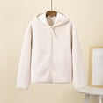 thumbnail image 2 of CHGBMOK Women Sherpa Fleece Hooded Jacket Full Zip Up Long Sleeve Cropped Outerwear Loose Fit Casual Warm Coat, 2 of 7
