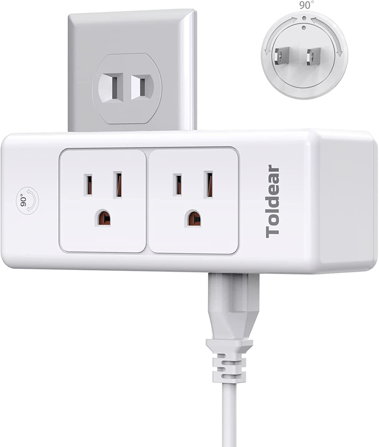 2 Prong Power Strip, Multi Plug Outlet Splitter with Rotating Plug