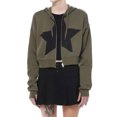 thumbnail image 2 of Women Zip Hoodies Stars Print Long Sleeve Crop Tops Aesthetic Sweatshirt for Fall Streetwear, 2 of 6