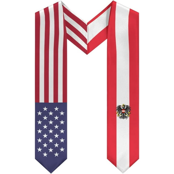 Austria Mix United States Flag Graduation Stole Sash For Study Aboard International Students