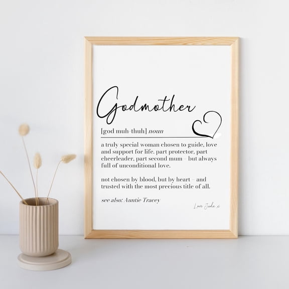 Godmother Definition Print, Godmother Gift, Godmother Thank You Gift, Christening Gift, Godmother Proposal Gift, New Godparents Gift, Home Decor #2178, 8x12 UNFRAMED