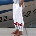 thumbnail image 2 of Pantalones de verano para mujer, informales, cómodos, con bolsillo suelto, con estampado floral Pompotops  ulkah939826, 2 of 4