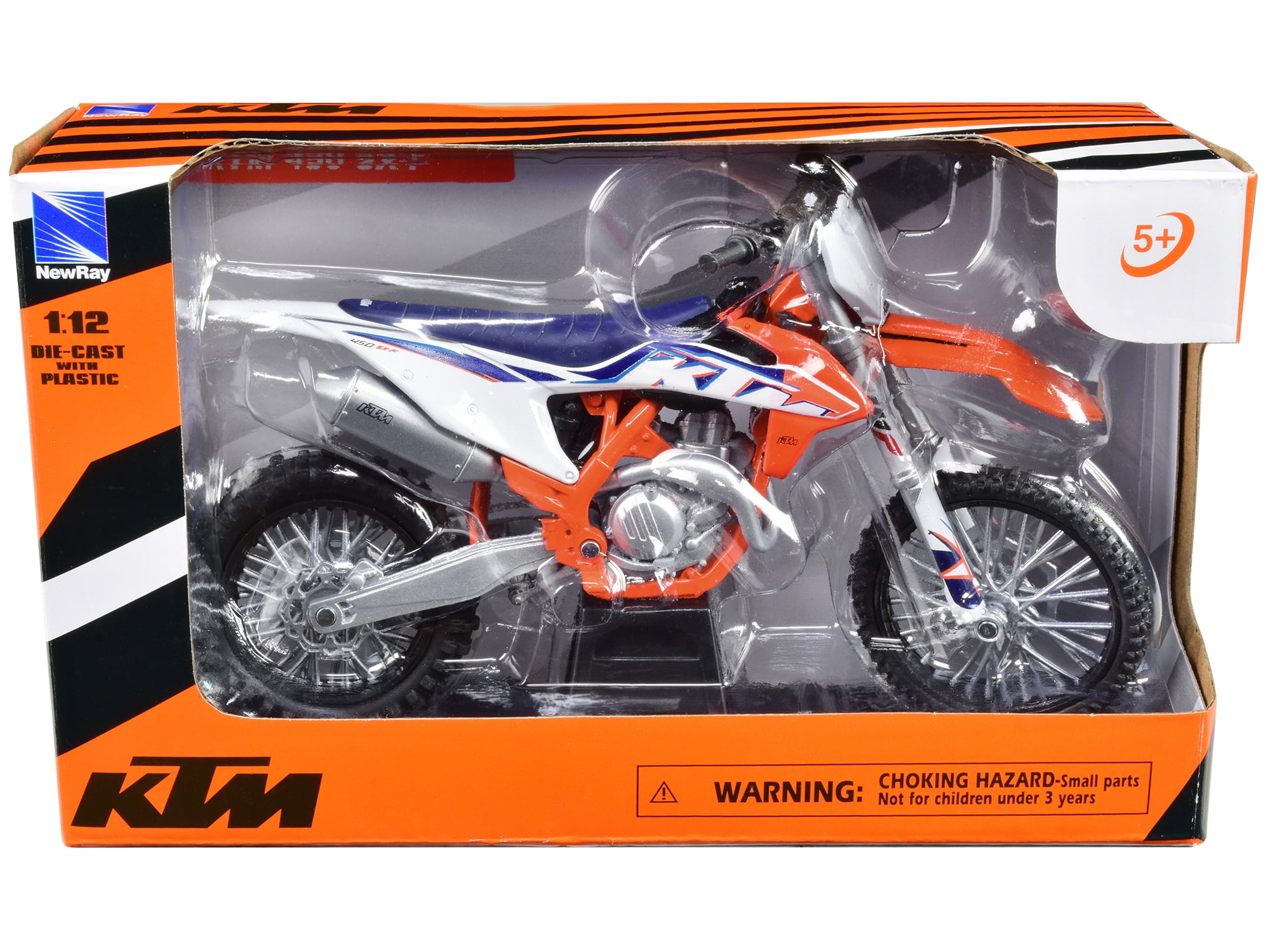 KTM 450 SXF Dirt Bike Motorcycle Orange and White 1/12 Diecast Motorcycle Model by New Ray