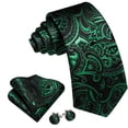 thumbnail image 3 of Set de Corbata Barry.Wang Verde y Negro con Estampado Floral 150 cm, 3 of 5