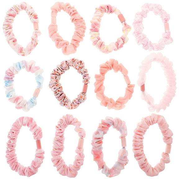 HONITANO 12Pcs Pink Elastic Hair Ties For Girls Fresh Pastoral Style Circular Ponytail Holders