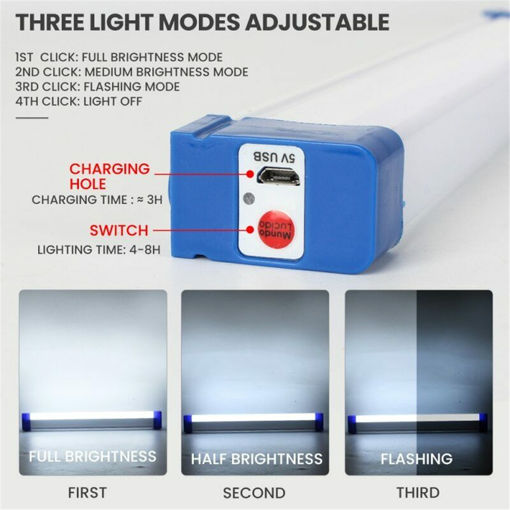 LED Camping Lamp,USB Rechargeable Tube Light,30w/60w/80w Emergency Light for Indoor/Outdoor Use