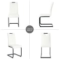 thumbnail image 6 of 4 Modern White Pu Dining Chairs With Black Metal Legs - Ergonomic, Waterproof, Elevate Your Room To A New Level Of Style Upholstered Make More Attractive, 6 of 6