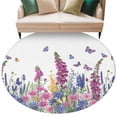 thumbnail image 2 of Watercolor Wildflowers 6ft Round Rugs, Country Botanical Florals Butterfly Washable Non-Slip Area Rugs for Living Room Bedroom Kitchen, Low Pile Dining Room Kicthen Circle Carpet, Indoor Floor Rug, 2 of 9
