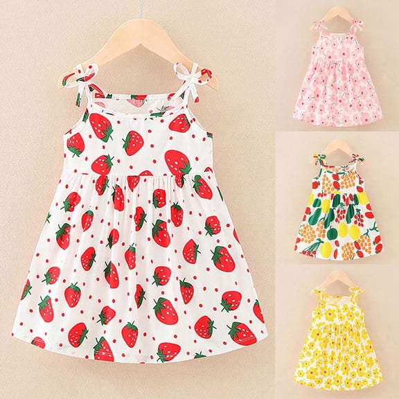 JoyHoop Summer Baby Girl Cotton Dress Children Fashion Dresses Thin Kids Girl Style Halter Floral Suspender Dress