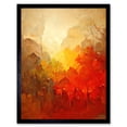thumbnail image 1 of Hidden Village Autumn Forest Warm Glow Watercolour Art Print Framed Poster Wall Decor 12x16 inch, 1 of 5