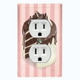 thumbnail image 1 of Metal Light Switch Plate Cover Chocolate Vanilla Cake Striped Wallpaper Pink CAK061, 1 of 13