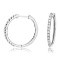 thumbnail image 3 of Vir Jewels 1/2 CTTW Diamond Hoop Earrings .925 Sterling Silver 26 Stones Dangle 3/4 Inch Female Adult, 3 of 7