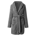 thumbnail image 5 of ZRBYWB Ladies Cozy Homewear Women Hooded Bathrobe Lightweight Soft Plush Long Flannel Sleepwear Hooded Bathrobe Plush Short Robe, 5 of 9