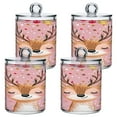 thumbnail image 2 of Clear Storage Jar 2.75x 4.13 Inches One Sizex4 Cotton Swabs Cans Translucent Plasticental Floss Cans Cotton Pads Cans Bathroom Canisters Pink Christmas Closed Eyes Deer, 2 of 7