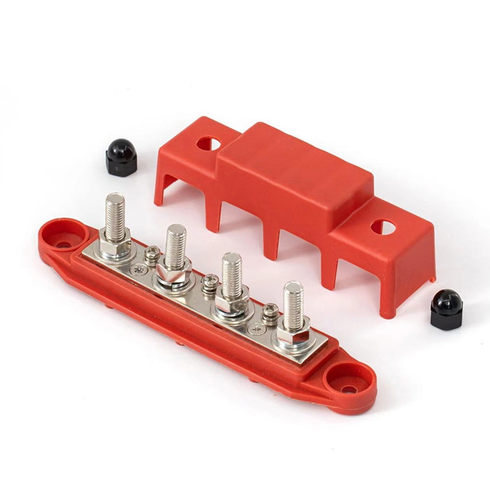 4 Post Busbar Bus Bar Power Distribution 12V 250A 3/8 in. Red and