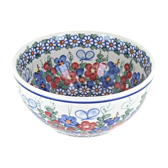 Blue Rose Polish Pottery Garden Butterfly Cereal/Soup Bowl