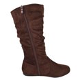thumbnail image 3 of Forever Women Flat Heel Slouchy Mid-Calf Basic Light Weight Boots Side Zipper SELENA-23 Dark Brown Suede 10, 3 of 4