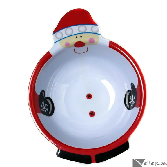 Jolly Santa Christmas Party Holiday 10In Melamine Serving Bowl, Red White