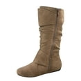 thumbnail image 2 of Zone 70 Women's Comfort Zipper Buckle Slouch Casual Flat Heel Mid Calf Round Toe Boots ( Taupe, 9), 2 of 2