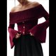 thumbnail image 2 of Blusas con Hombros Descubiertos para Mujer, Blusas de Larga para Salir, Estilo Y2K, Jersey de Punto, Conjuntos de Otoño A Rojo L, 2 of 8