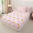 thumbnail image 3 of Manfei Ocean Shark Zipper Full Size Comforter Sets with Fitted Sheet and 2 Pillowcases, Cartoon Wave Lines Zipper Bedding Set, Orange Hot Pink, Pink Reversible, 4 Pieces, 3 of 7