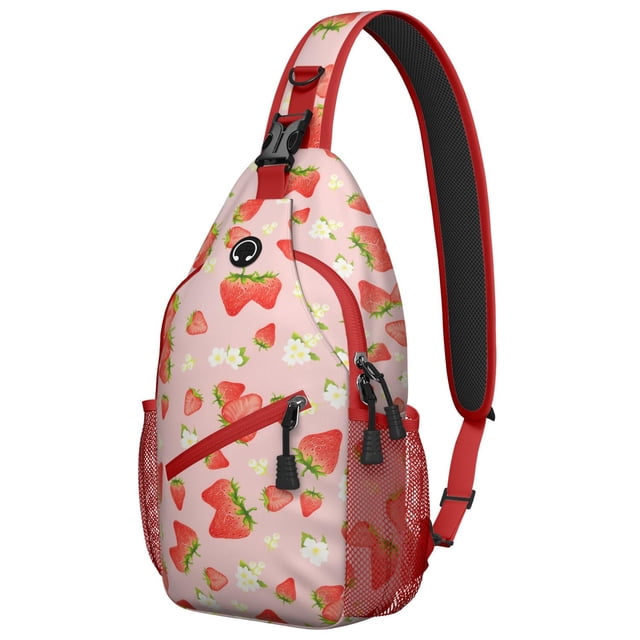 Sac à Bandoulière Polyvalent à Imprimé de Fraises Rouges Mignonnes pour Voyage et Plein Air, Sac à Bandoulière Léger et Stylé avec Rangement à Étages pour Essentiels