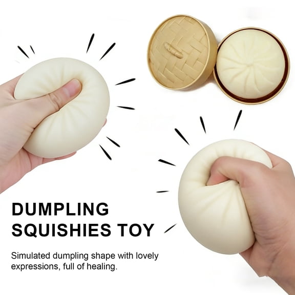 2026 Edition Healing Dumpling Squeeze, High-Quality Silicone Cute Squeeze Stress Toys - Steamed Dumpling Fidget, Hand-Pinching Sensory Toys, Soft Squeeze Decompression Dough for Adults