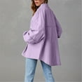 thumbnail image 6 of Tiqkatyck Denim Jacket for Women Clearance Women's Lapel Large Pocket Puffed Sleeve Wash Solid Color Medium Length Denim Jacket Going Out Tops for Women 2023 Trendy Purple Xl, 6 of 6