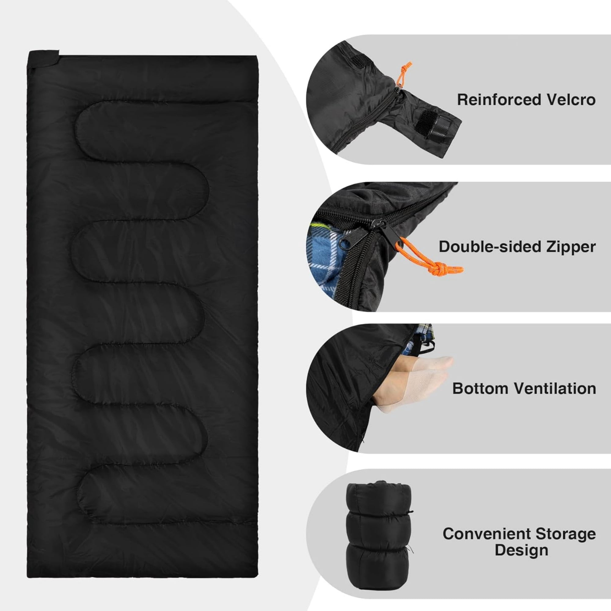 REDCAMP Cotton Flannel Lined Rectangle Adult Sleeping Bag, Cold Weather Envelope Sleeping Bags with 2lbs Filling for Camping Backpacking