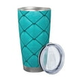 thumbnail image 2 of Fotbe Diamond Shaped Pattern 20 oz Tumbler Stainless Steel Vacuum Insulated Coffee Ice Cup Double Wall Travel Flask Leak-proof Coffee Cup-Straw Three-piece Set, 2 of 8