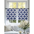 thumbnail image 4 of Retro Rhombus Sheer Curtains 54 Inch Length 2 Panels Set Window Treatments, Morocco Abstract Geometric Art Navy Blue Rod Pocket Semi Curtains for Living Room/Bedroom/Kitchen Décor, 104"W x 54"L, 4 of 7