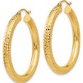 thumbnail image 2 of 10K Yellow Gold Diamond-Cut 4Mm Round Hoop Earrings (Width 4) (Length 35) - Jbsp, 2 of 5