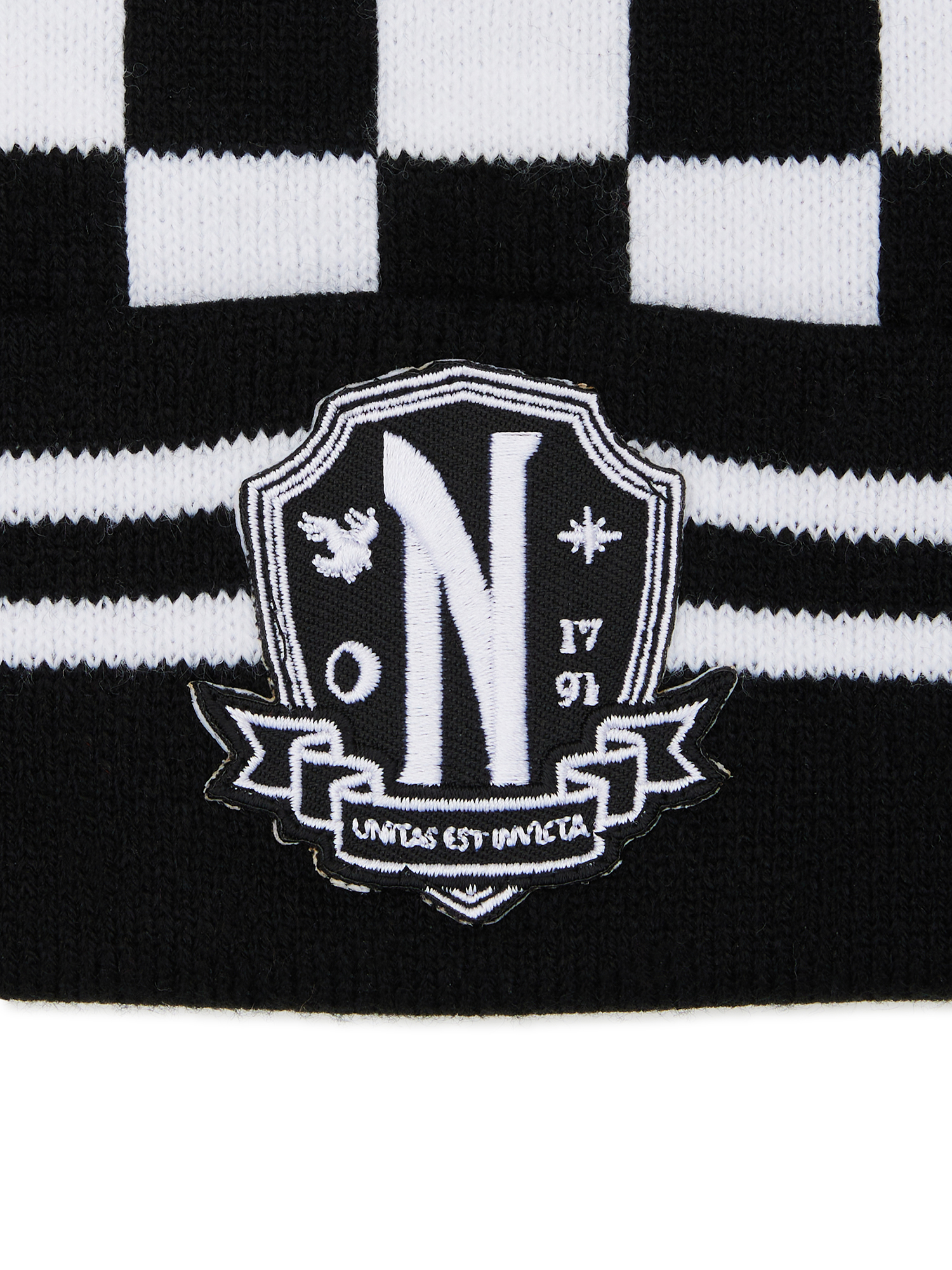Wednesday Addams The Addams Family Striped Beanie Black Wite