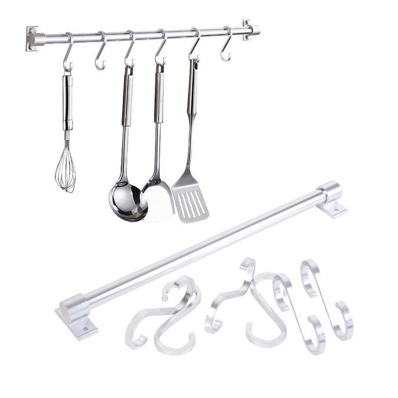 Organize Pots Lifemaison Pans Gadgets On Wall Mounted Hanger Bar Rail Hold Dry Towels Utensil Holder S Hook Set with Hanging Rack Under Cabinet Shelf Coffee Mug Cup Organizer 