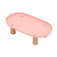 thumbnail image 2 of Soporte elevado para comedero de gatos, de plástico antiderrame y con base de madera. Rosa 31cmx17cm, 2 of 9