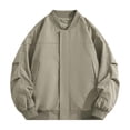 thumbnail image 2 of Mens Bomber Jacket Lightweight Thin Windbreaker Jackets Casual Summer Coats with Zipper Pockets Brown M, 2 of 7