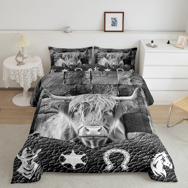Erosebridal Rustic Cow Comforter Sets Queen Size, Western Animal Comforters & Duvets, Farmhouse Countryside Decor, Reversible