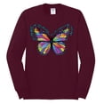 thumbnail image 2 of Wild Bobby, Colorful Butterfly Oh Butterfly On Whispering Wings Animal Lover Mens Long Sleeve Shirt, Maroon, 3XL, 2 of 3