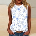 thumbnail image 2 of Staron Summer Casual Printed Sleeveless Round Neck Tank Top Blouse Basic Comfy Loose Fit Vacation Beach Party, S, 2 of 4