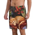thumbnail image 2 of Fotbe Sleeping Cat Flowers Trajes de Baño Estampados para Hombre, Shorts de Verano de Secado Rápido, Ropa de Playa, Bañadores-X-Large, 2 of 6