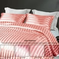 thumbnail image 6 of Whale Flotilla 3-Piece Reversible Silky Soft King Size Comforter Set, Luxury Stripe Satin Oversized Comforter Bedding Set with 2 Satin Pillowcases, Lightweight Duvet for All Seasons, Pink, 6 of 8