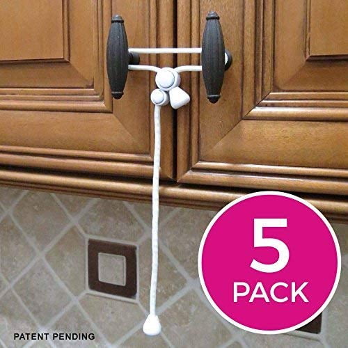 Adjustable Strap Latches to Drawers 5 Mixed Pack Door Handle Lock Cabinet Locks Child Safety Cabinets No Screw Oven Door Lever Lock No Tools No Drill Toilet Seat 