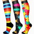 thumbnail image 2 of NOLDARES Compression Socks 20-30 mmHg Long Knee High Socks for Women Men Support Athletic Travel Daily Wear 3 Pairs(S035-AG), 2 of 9