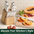 thumbnail image 2 of 15 Piece High Carbon Stainless Steel Kitchen Knife Set with Block, 2 of 8