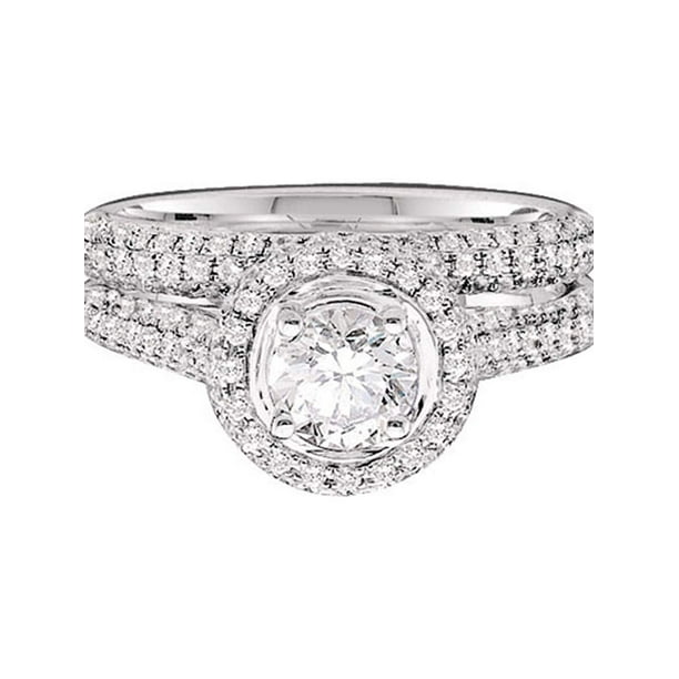 14kt Or Jaune Femmes Rond Diamant Bague de Fiançailles de Mariage Ensemble 1-1/4 Cttw