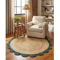 thumbnail image 3 of Sivi 5 x 5 Feet Handmade Scallop Braided Jute Rug - Natural Jute Round Rug, 3 of 14