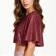 thumbnail image 4 of YTCAMLO Glitter Sequin Womens Cropped Wraps Fashions Short Sleeve Bolero Shrug Flared Shiny Shoulder Cover Up for Wedding, 4 of 5