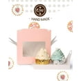 thumbnail image 4 of 25-Pack Pink Two Holder Cupcake Boxes with Windows - Perfect Cupcake Carriers -6.5x3.6x3.5inch(2.2" Top), 4 of 5