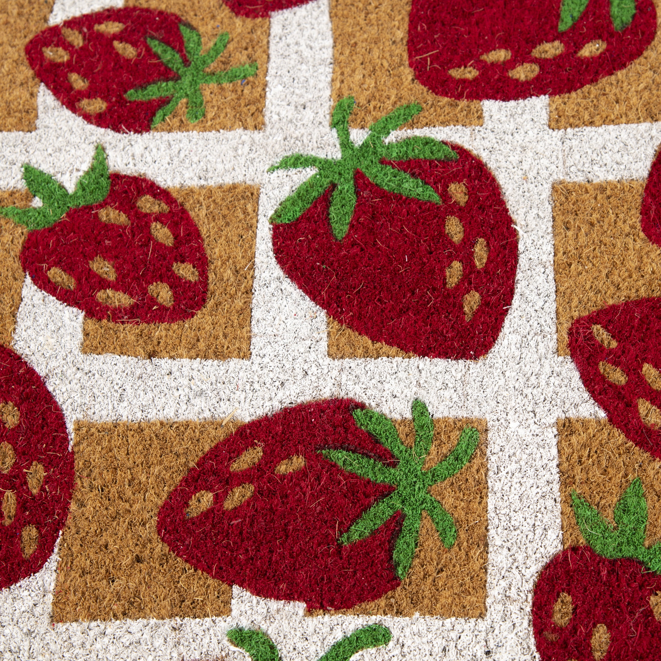 Mainstays Strawberry Grid Coir Doormat, 18"x30"