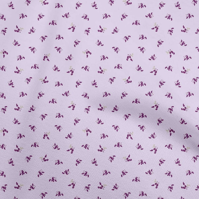 oneOone Tissu Popeline de Coton Violet Pastel Panda Tissu pour Robe Tissu Imprimé au Mètre 56 Pouces de Large